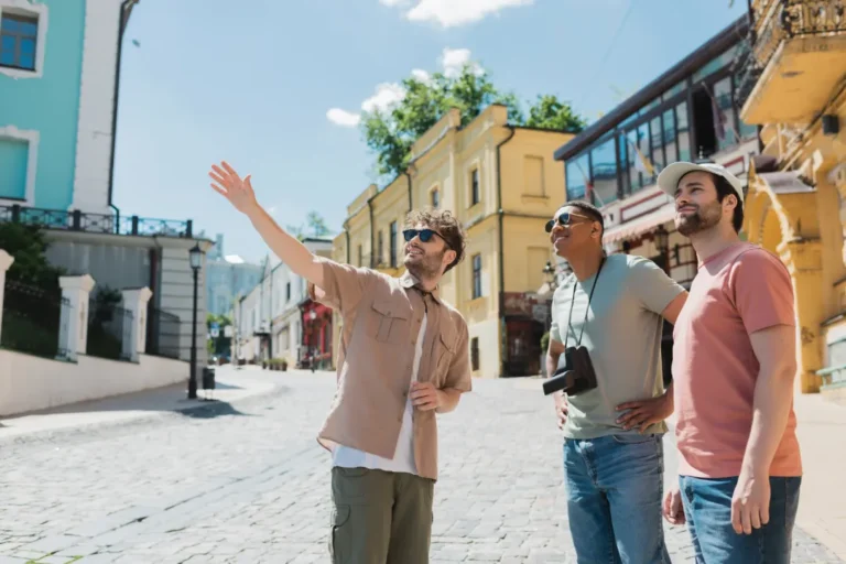 Travelers exploring the city